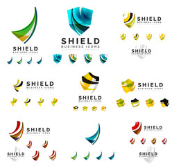 Set of company logotype branding designs, shield protection