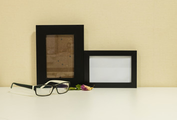 Frame for a photo with glasses background
