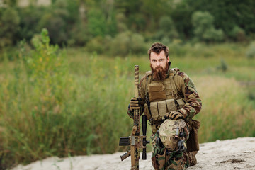 portrait of the special forces ranger on battlefield