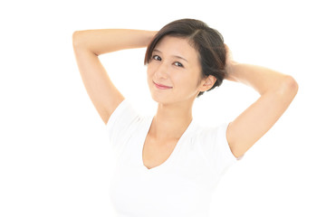 Fototapeta premium 笑顔で寛ぐ女性