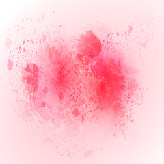 Watercolor grunge background. Bright red pink background. Vector