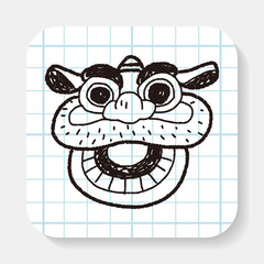 Chinese New Year; The dragon and lion dancing head doodle