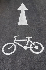 Bike Lane Symbol, Bicycle white sign on road.