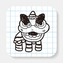 Chinese New Year; The dragon and lion dancing head doodle