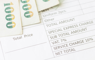 Close - up Detail of Business Document Invoice..