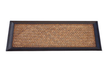 Asian style wood tray isolated on white background