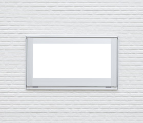 Sliver metal window frame on white modern brick wall