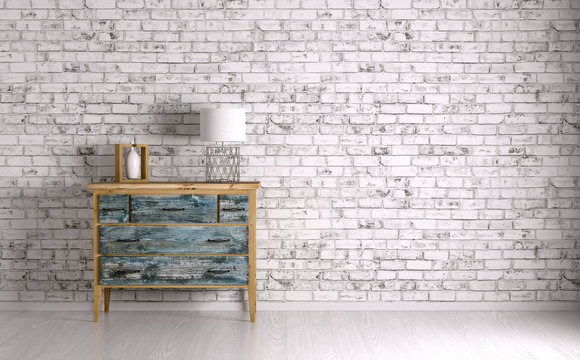 Interior of a room with chest of drawers 3d render