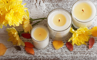 Autumn setting with candles