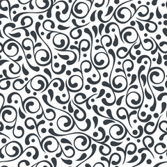 Vector seamless black and white flourish pattern.