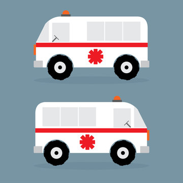 Ambulance car flat design. Vector lllustration,