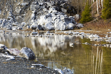 Marble quarry in mountain Park.