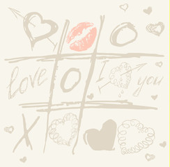 vector Tic Tac Toe Hearts, Valentine background. The valentines