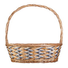 Fototapeta na wymiar Empty wicker basket on white background