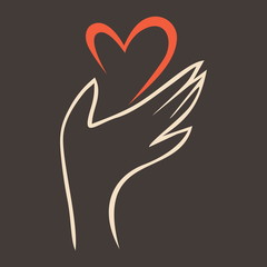 Hand holding a heart
