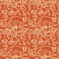Fototapeta premium Monkeys seamless pattern