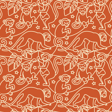 Monkeys seamless pattern