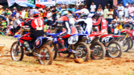 Fototapeta na wymiar Motocross race blurry for background.