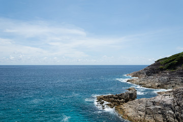 blue sky with sea and rock - film filter