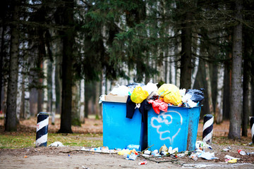 Saint-Petersburg, RUSSIA - NOVEMBER 24: Garbage dump near the road on November 24, 2014, in Saint-Petersburg, Russia