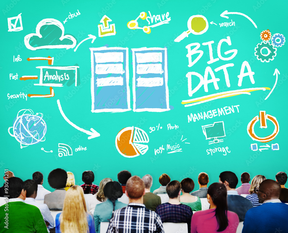 Poster big data storage online technology database concept