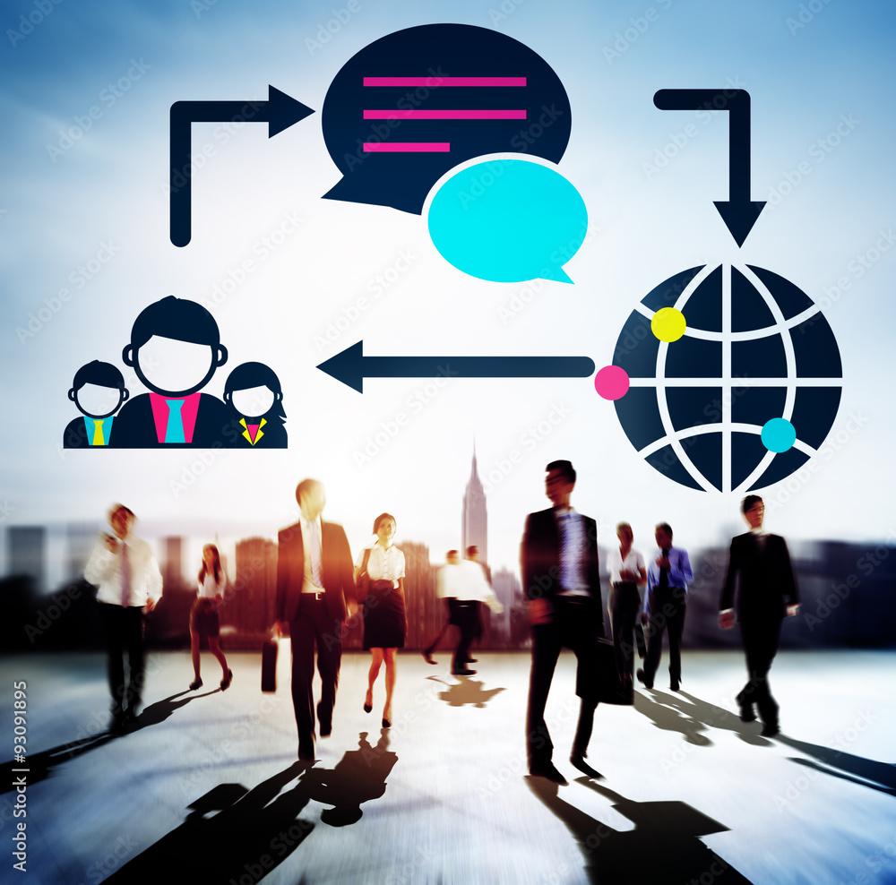 Poster global communications connection social networking concept