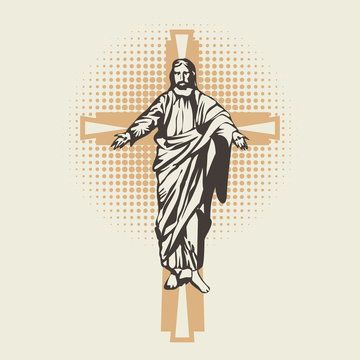 Church logo. Jesus on the cross icon