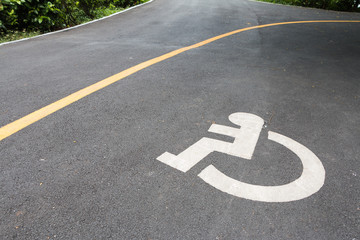 Fototapeta premium Way of wheel chair in public park