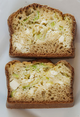 homemade cake with leek and cheese