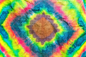 Abstract background colorful tie die pattern on cotton fabric