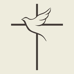 Fototapeta premium Church logo. Dove and cross