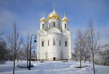 Собор святой великомученицы Екатерины зимним солнечным днем. Царское Село