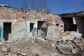 Ruins of the brick building