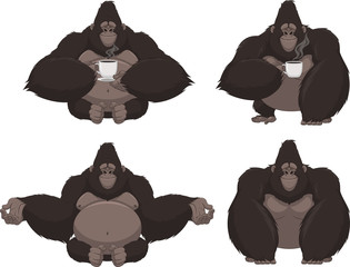 Set of funny gorilla © Andrey1005