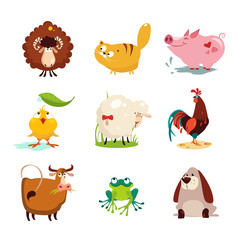 Obraz premium Farm Animal and Bird Collection Set