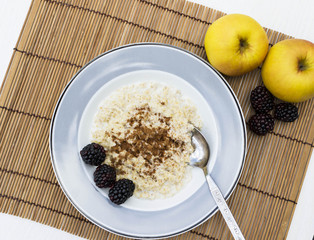 Healthy porridge for breakfast still life