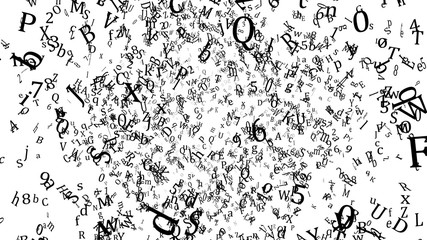 Abstract Random Letters Illustration - Black