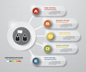 Abstract 5 steps business presentation template. Design clean number banners template. Vector.
