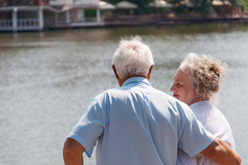 Senior couple enjoying a day at the lake