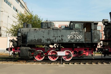 Fototapeta na wymiar Old train in technical museum, established in Rostov - on - Don.