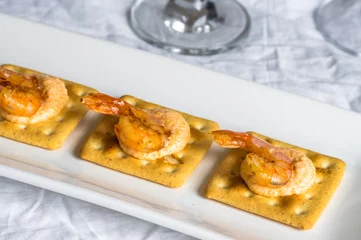 Zelfklevend Fotobehang Appetizer with shrimp and caviar © photosiber