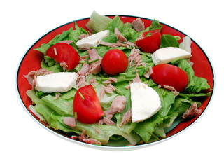 Salat mit Thunfisch, Tomaten und Mozarella