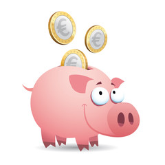 Cochon tirelire - Monnaie Euros