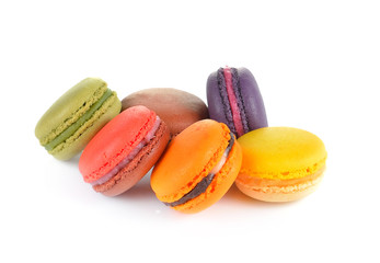 French macaroons on white background