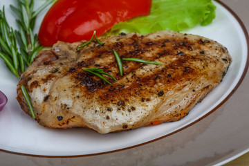 Grilled pork steak