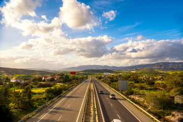 Highway road in Nicosia, Cyprus