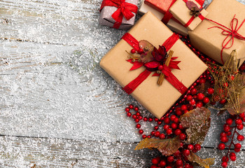  gift box on wooden background
