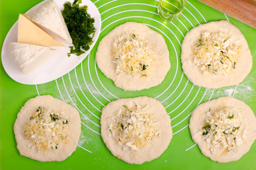 flat cake with cheese stuffing