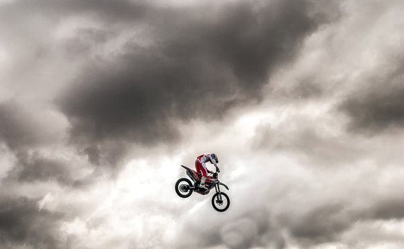 A professional rider at the FMX (Freestyle Motocross) competition