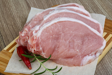 Raw pork steak